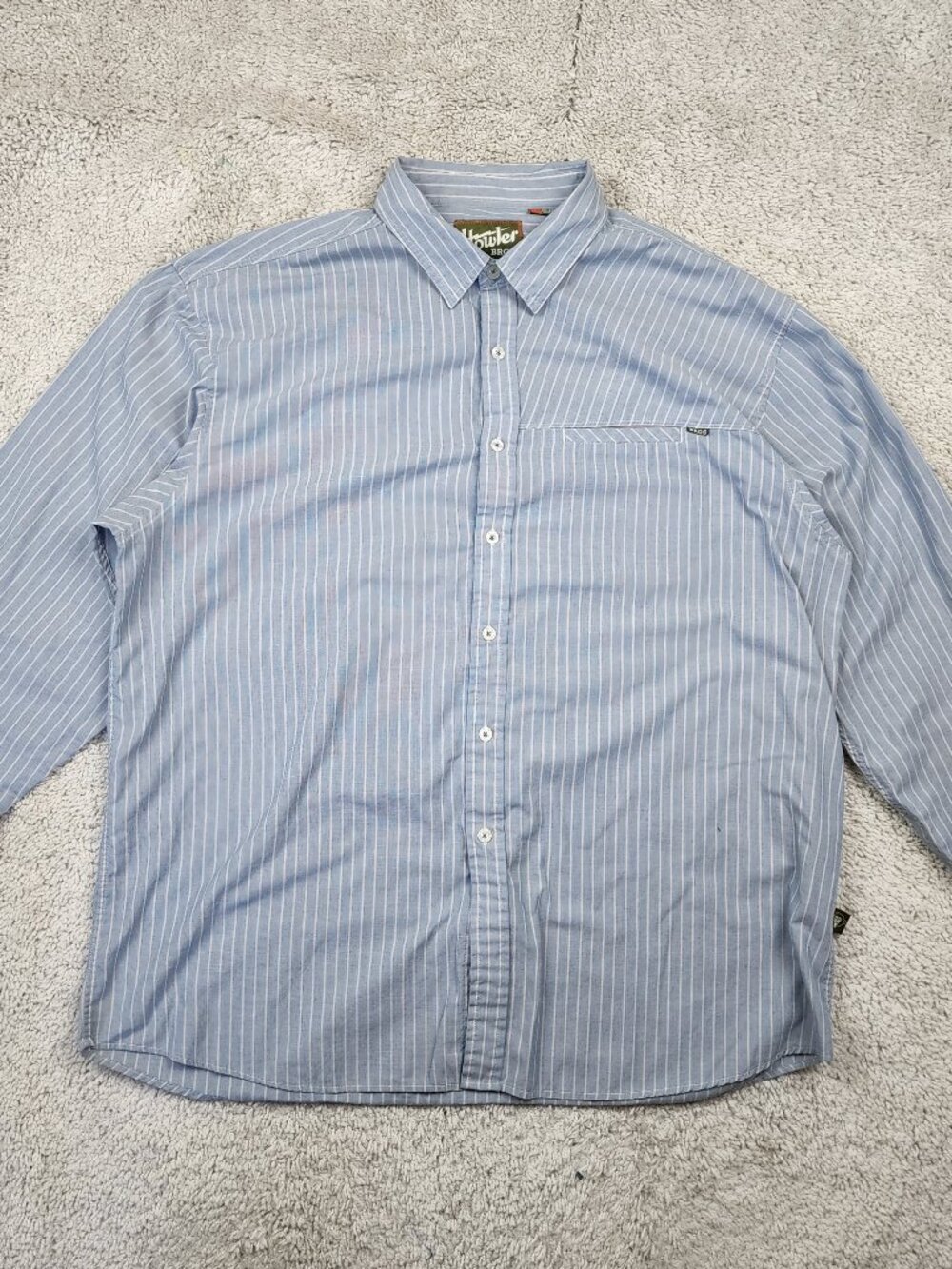 Howler Brothers Mens Size XL Blue Stripe Button Shirt Fishing Austin Texas USA